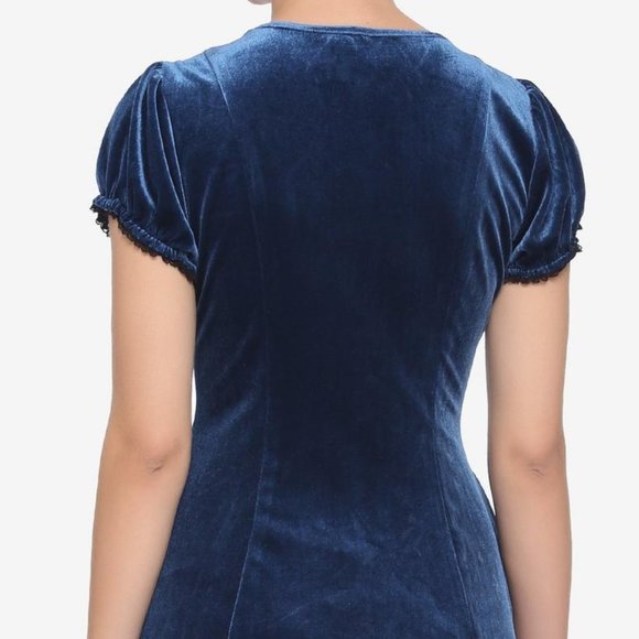 Blue Velvet & Lace Sweetheart Dress LG/XL - Picture 2 of 9